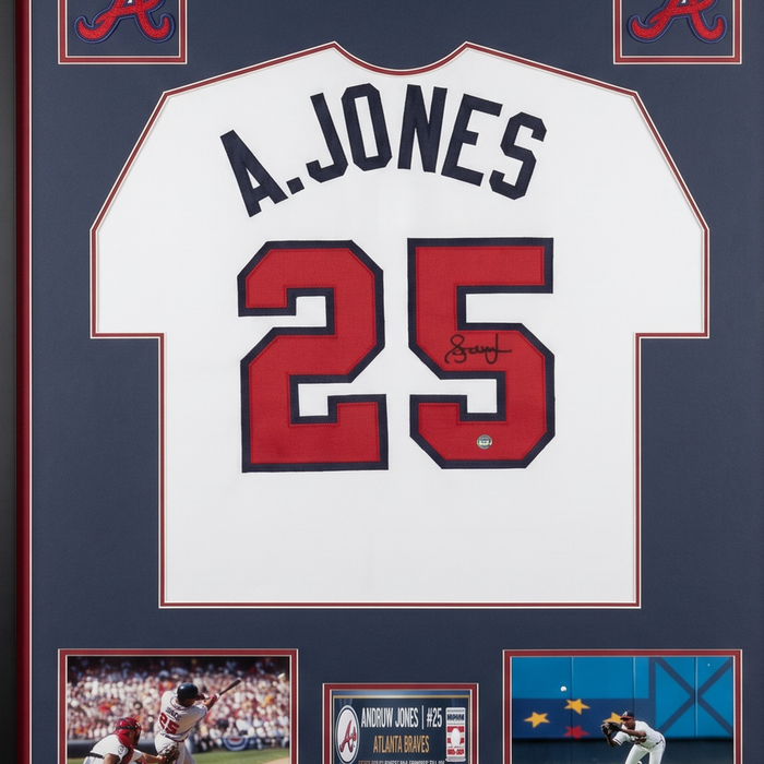 Andruw Jones signed framed Atlanta Braves jersey