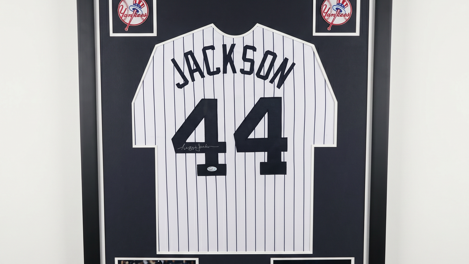 Reggie Jackson signed framed New York Yankees jersey