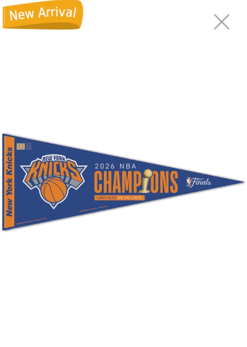 World Champions New York Knicks 2026 NBA Finals Champions Classic Pennant, carded 12" x 30"
