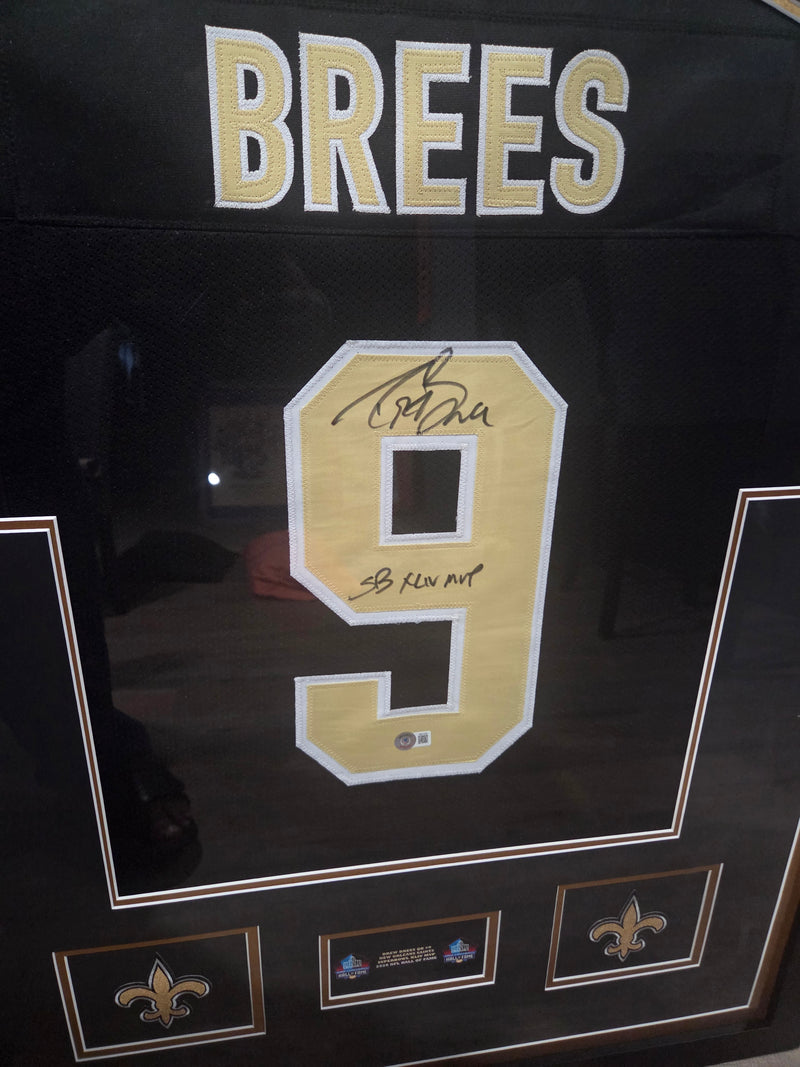 Drew Brees New Orleans Saints Autographed Framed Jersey — 31" x 40" Custom Display