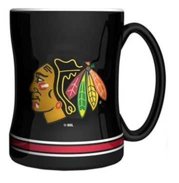 Chicago Blackhawks Coffee Mug 14oz Sculpted Relief