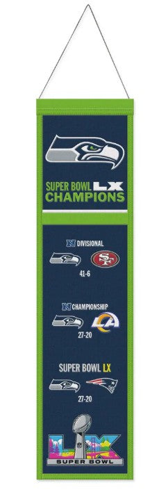 Seattle Seahawks Super Bowl LX Championship Banner