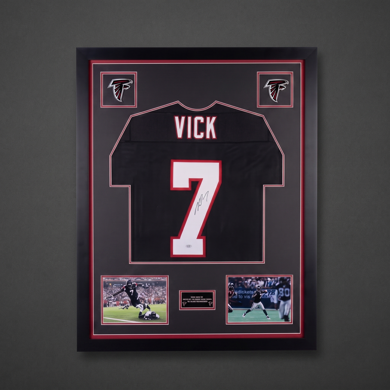 Michael Vick Atlanta Falcons Framed Jersey — 31" x 40" Custom Display