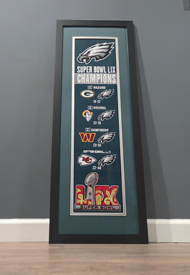 12 x 36 Framed Eagles Superbowl Heritage Banner