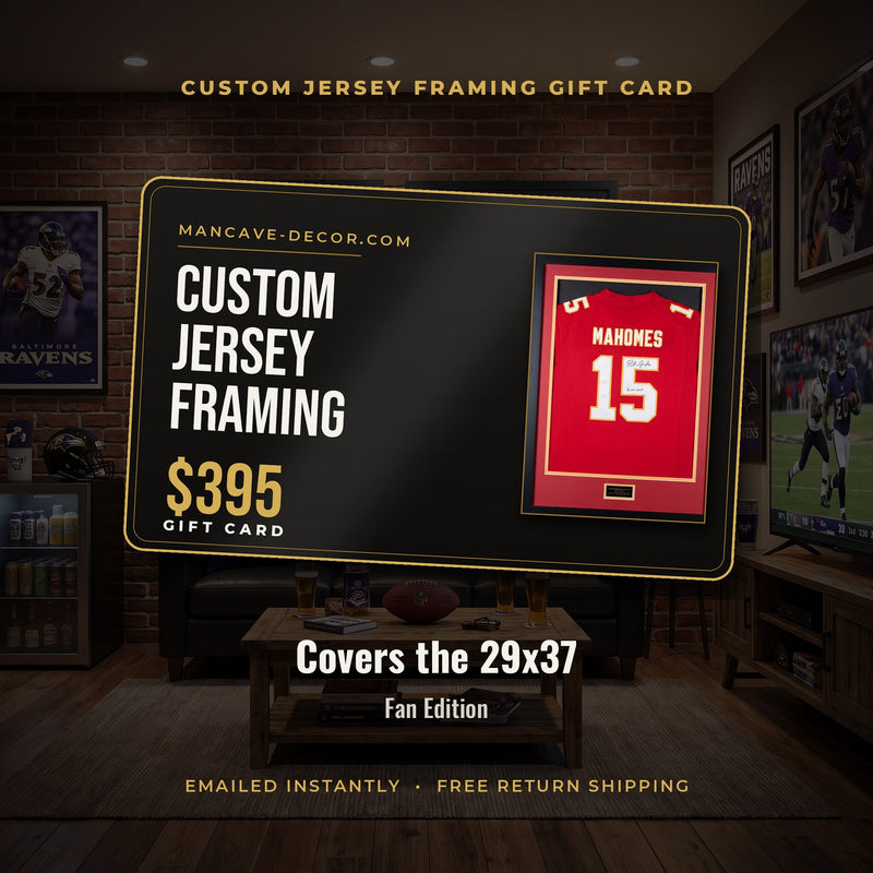 $395 Custom Jersey Framing Gift Card - covers the 29x37 Fan Edition