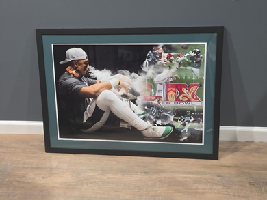 20 x 30 Framed Jalen Hurts, Eagles Super Bowl 59 Art Print