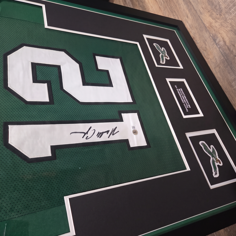 Randall Cunningham Philadelphia Eagles Autographed Framed Jersey — 31" x 40" Custom Display