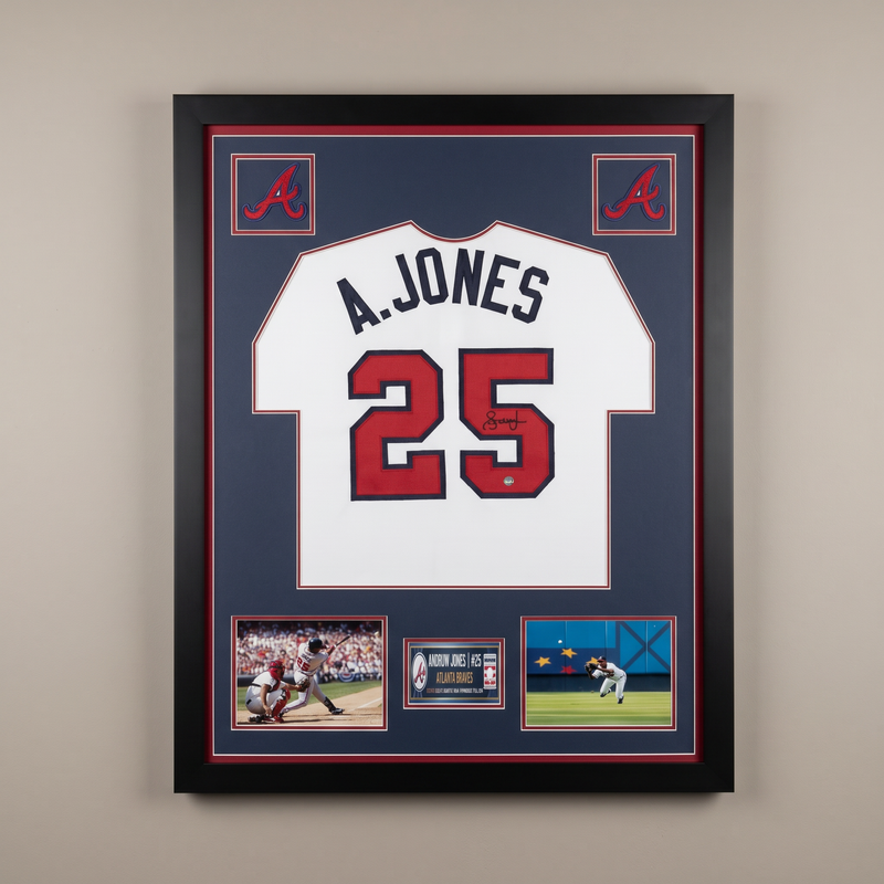 Andruw Jones Atlanta Braves Custom Framed Jersey — 31" x 40"