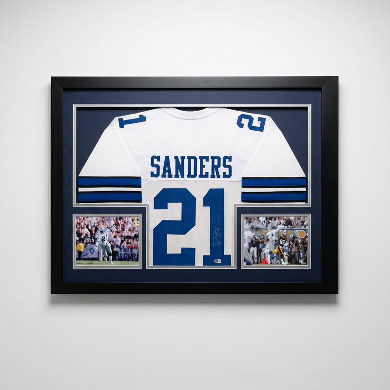 Deion Sanders Dallas Cowboys Custom Framed Jersey — 31" x 40"