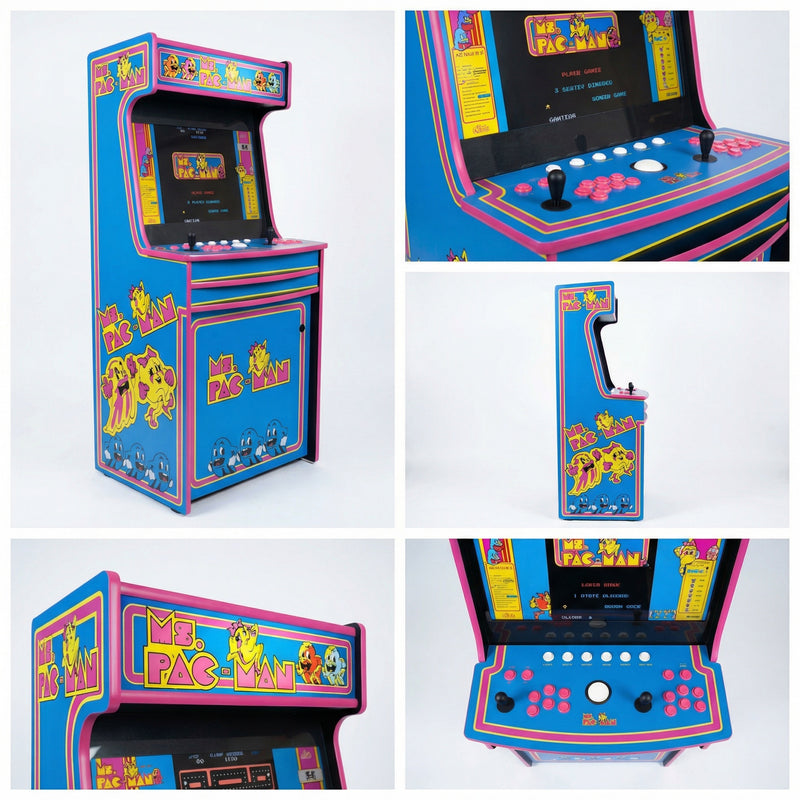 Ms. Pac-Man themed arcade cabinet
