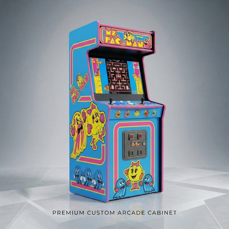 Ms. Pac-Man themed arcade cabinet