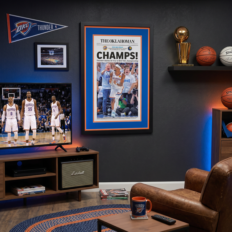24 x 36 Oklahoma City Thunder 24/25 Championship Art Print (Champs!)