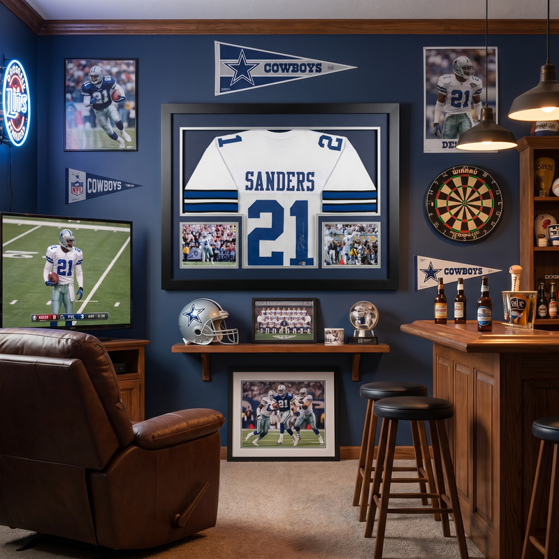 Deion Sanders Dallas Cowboys Custom Framed Jersey — 31" x 40"