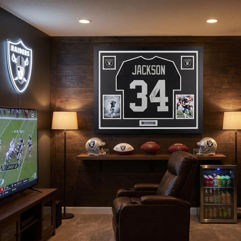 Bo Jackson Raiders Custom Framed Jersey — 31" x 40"