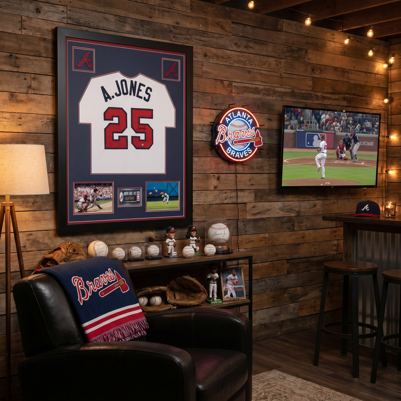 Andruw Jones Atlanta Braves Custom Framed Jersey — 31" x 40"