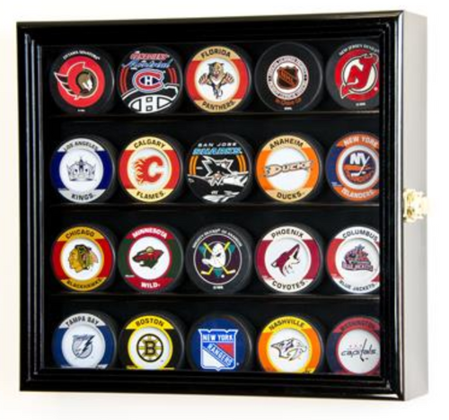 20 Hockey Puck Display Case Cabinet