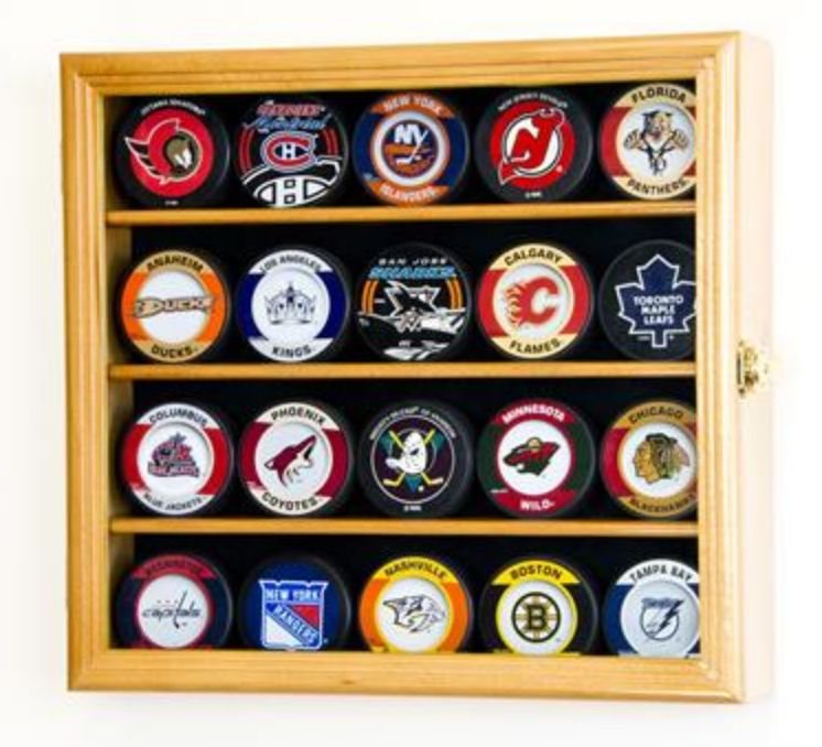 20 Hockey Puck Display Case Cabinet