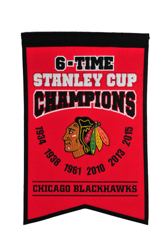 Chicago Blackhawks 6 Time Champions Banner