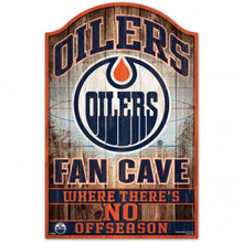 Edmonton Oilers Sign 11x17 Wood Fan Cave Design - Special Order