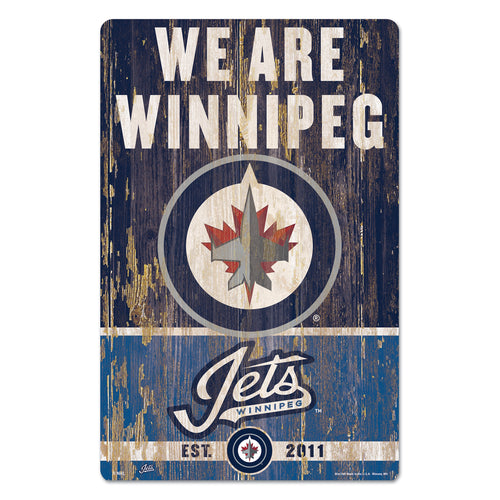 Winnipeg Jets Sign 11x17 Wood Slogan Design