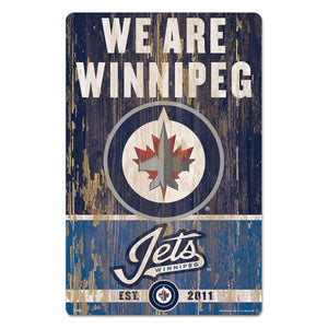 Winnipeg Jets Sign 11x17 Wood Slogan Design