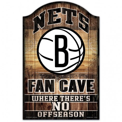Brooklyn Nets Sign 11x17 Wood Fan Cave Design - Special Order
