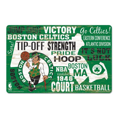 Boston Celtics Sign 11x17 Wood Wordage Design