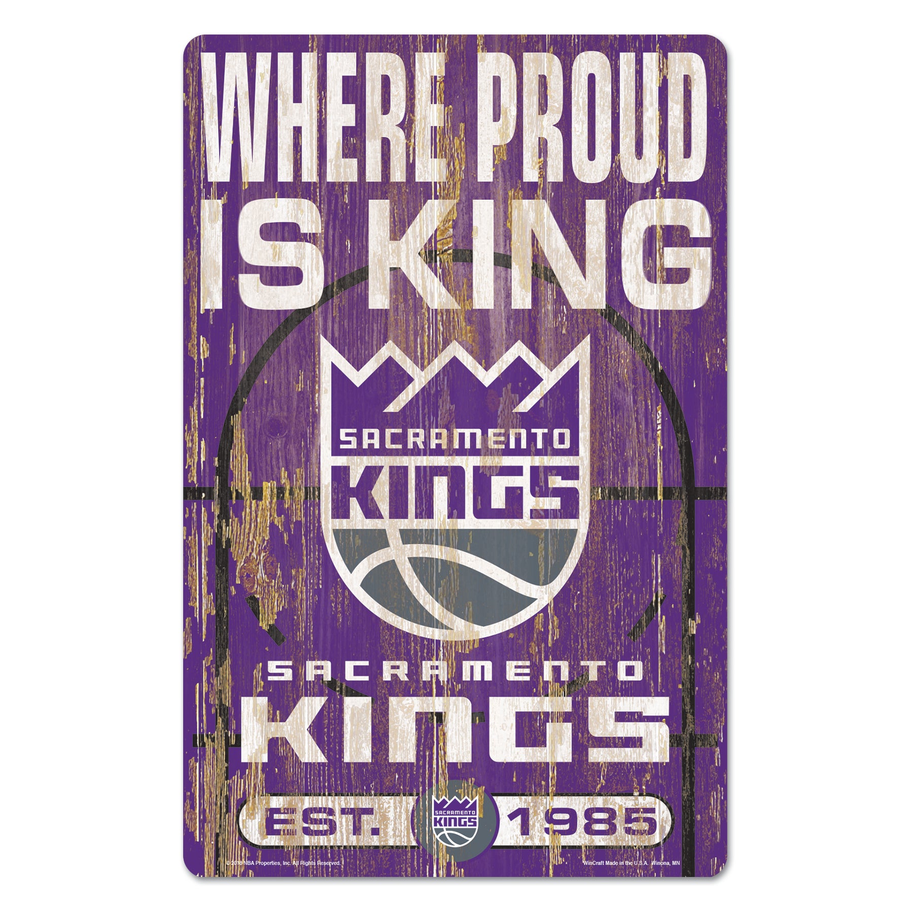 Sacramento Kings Sign 11x17 Wood Slogan Design