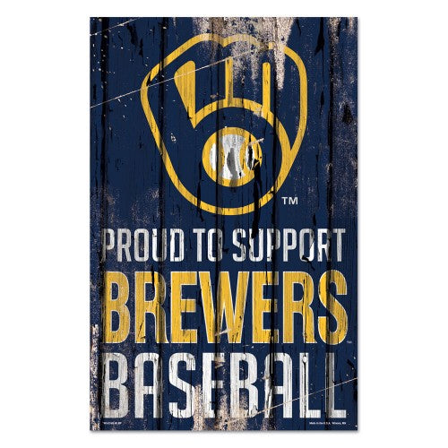 Milwaukee Brewers Sign 11x17 Wood Proud to Support Design