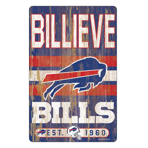 Buffalo Bills Sign 11x17 Wood Slogan Design