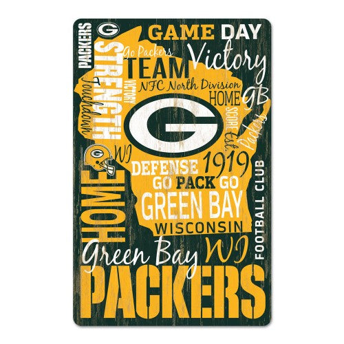 Green Bay Packers Sign 11x17 Wood Wordage Design