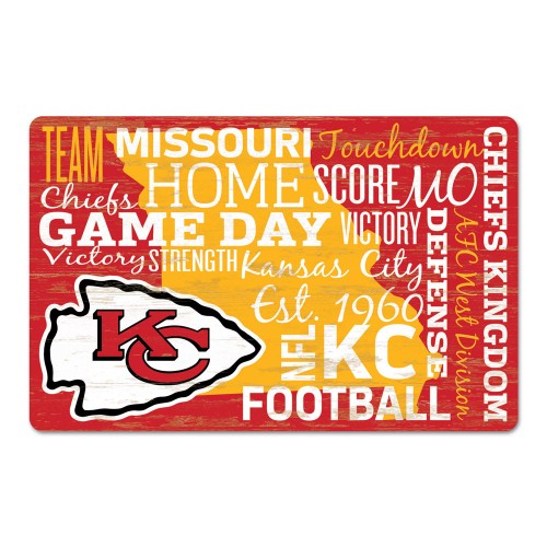Kansas City Chiefs Sign 11x17 Wood Wordage Design