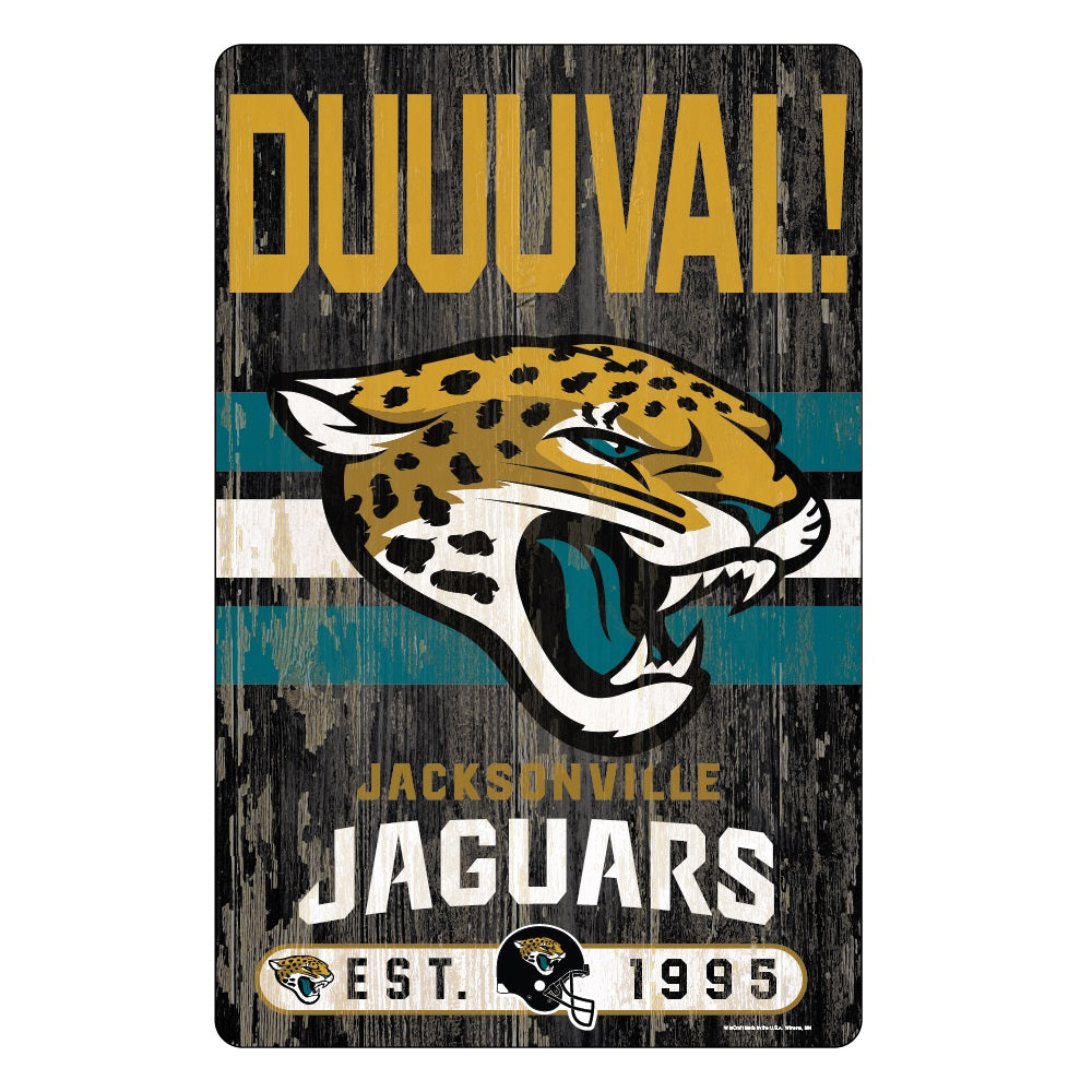 Jacksonville Jaguars Sign 11x17 Wood Slogan Design