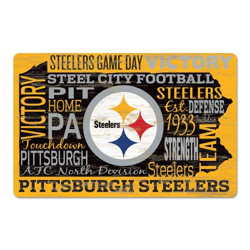 Pittsburgh Steelers Sign 11x17 Wood Wordage Design