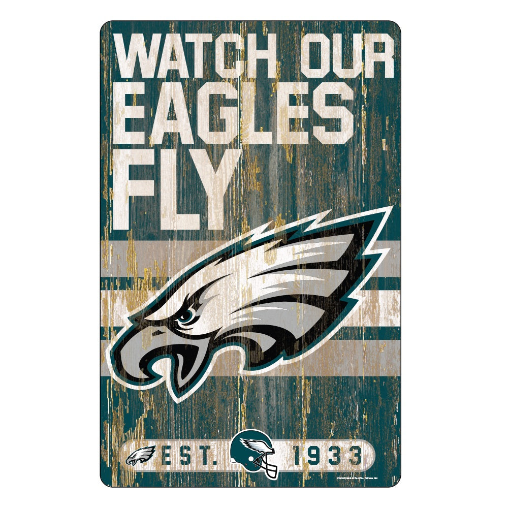 Philadelphia Eagles Sign 11x17 Wood Slogan Design