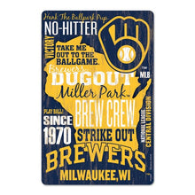 Milwaukee Brewers Sign 11x17 Wood Wordage Design