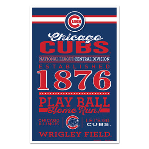 Chicago Cubs Sign 11x17 Wood Established Design