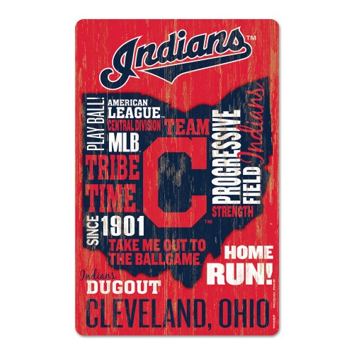 Cleveland Indians Sign 11x17 Wood Wordage Design