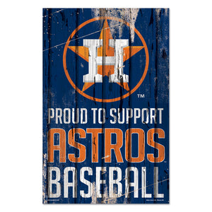 Houston Astros Sign 11x17 Wood Proud to Support Design