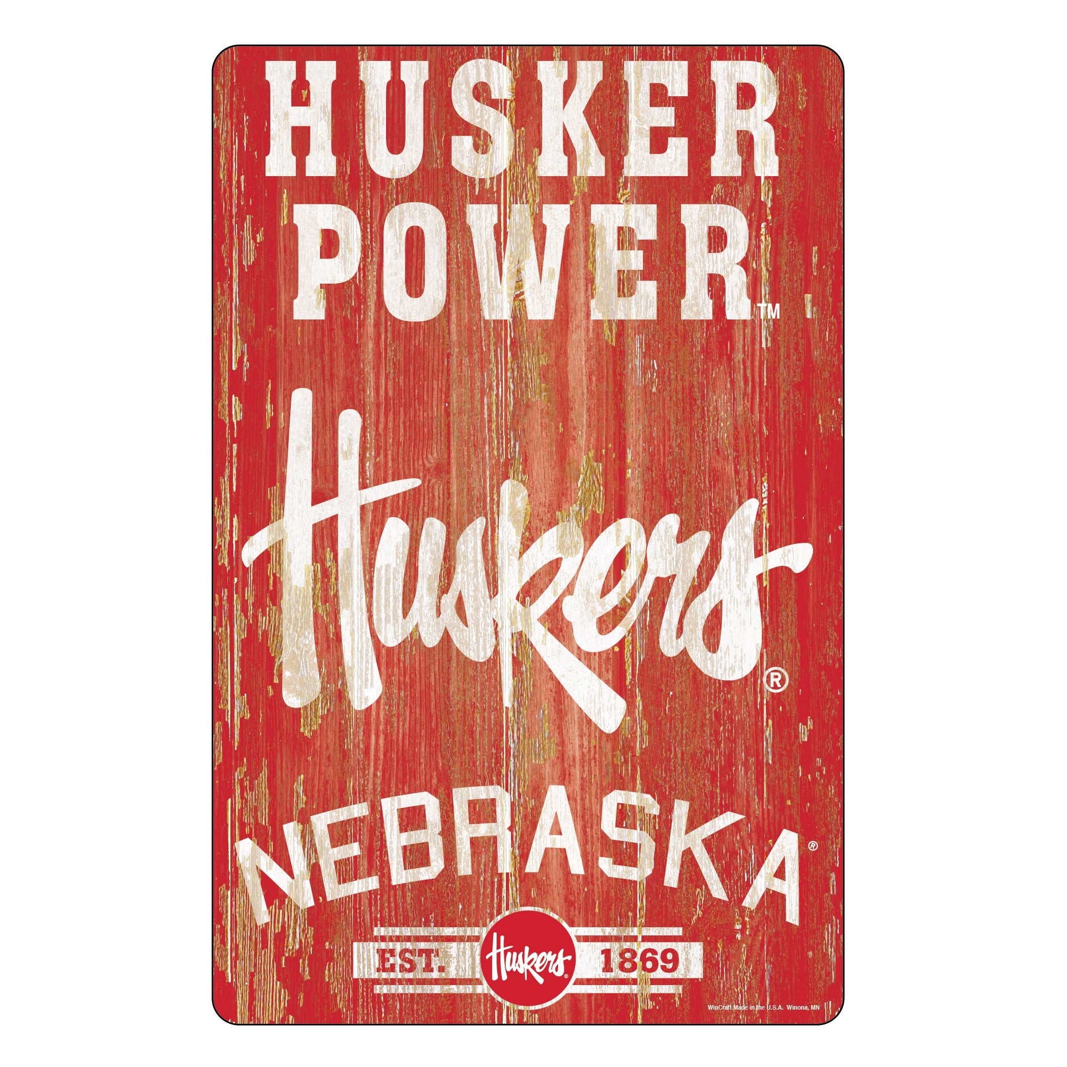 Nebraska Cornhuskers Sign 11x17 Wood Slogan Design