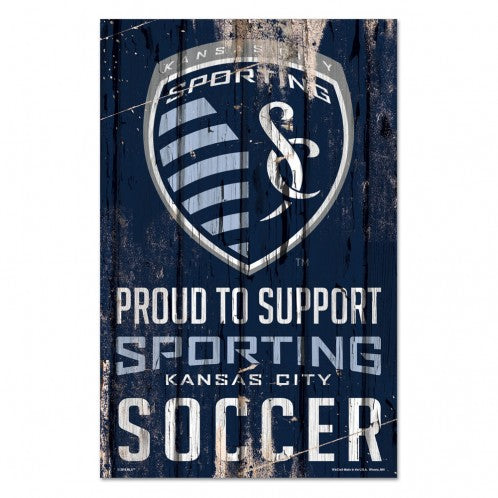 Sporting Kansas Sity Sign 11x17 Wood Proud to Support Design