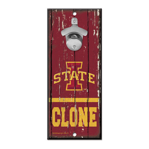 Iowa State Cyclones Sign Wood 5x11 Bottle Opener