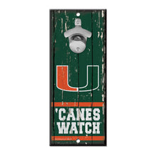 Miami Hurricanes Sign Wood 5x11 Bottle Opener