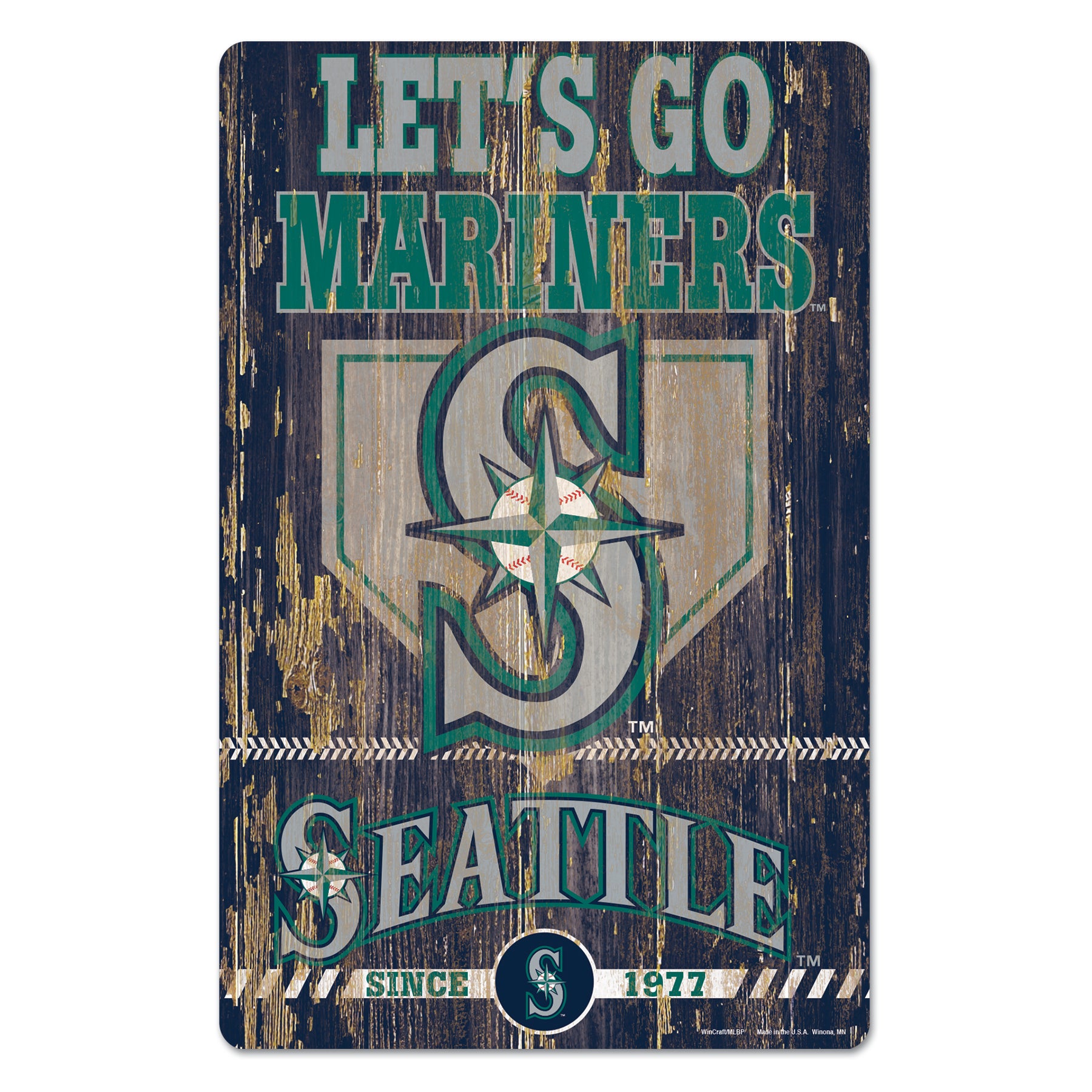 Seattle Mariners Sign 11x17 Wood Slogan Design