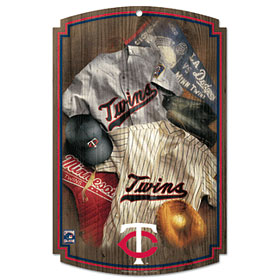 Minnesota Twins Wood Sign w/ Throwback Jersey - Special Order