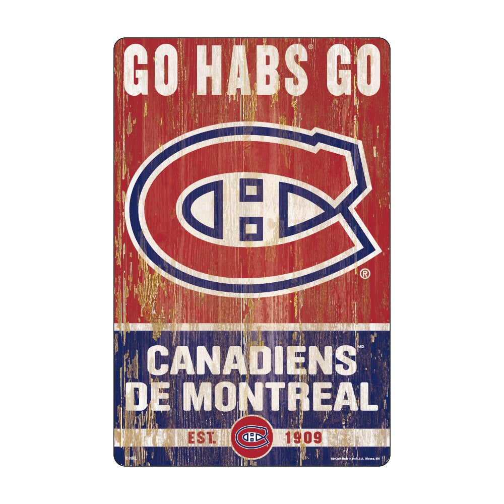 Montreal Canadiens Sign 11x17 Wood Slogan Design