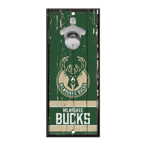 Milwaukee Bucks Sign Wood 5x11 Bottle Opener - Special Order