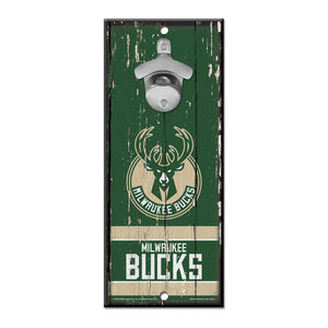 Milwaukee Bucks Sign Wood 5x11 Bottle Opener - Special Order