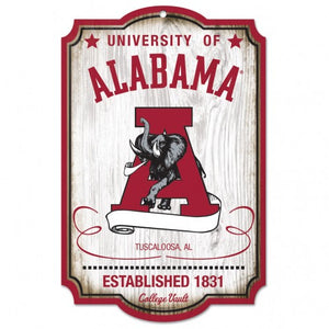 Alabama Crimson Tide Wood Sign - College Vault - 11" x 17"