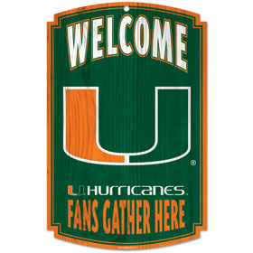 Miami Hurricanes Wood Sign - 11" x 17" - Special Order